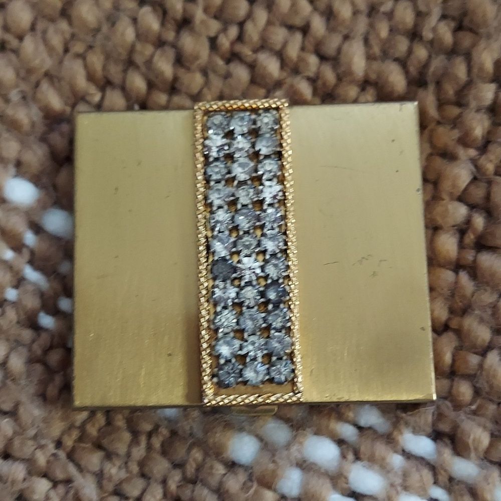 SCHILDKRAUT Rhinestone Compact Vanity Mirror Powder Vintage 1950s 1960s Makeup